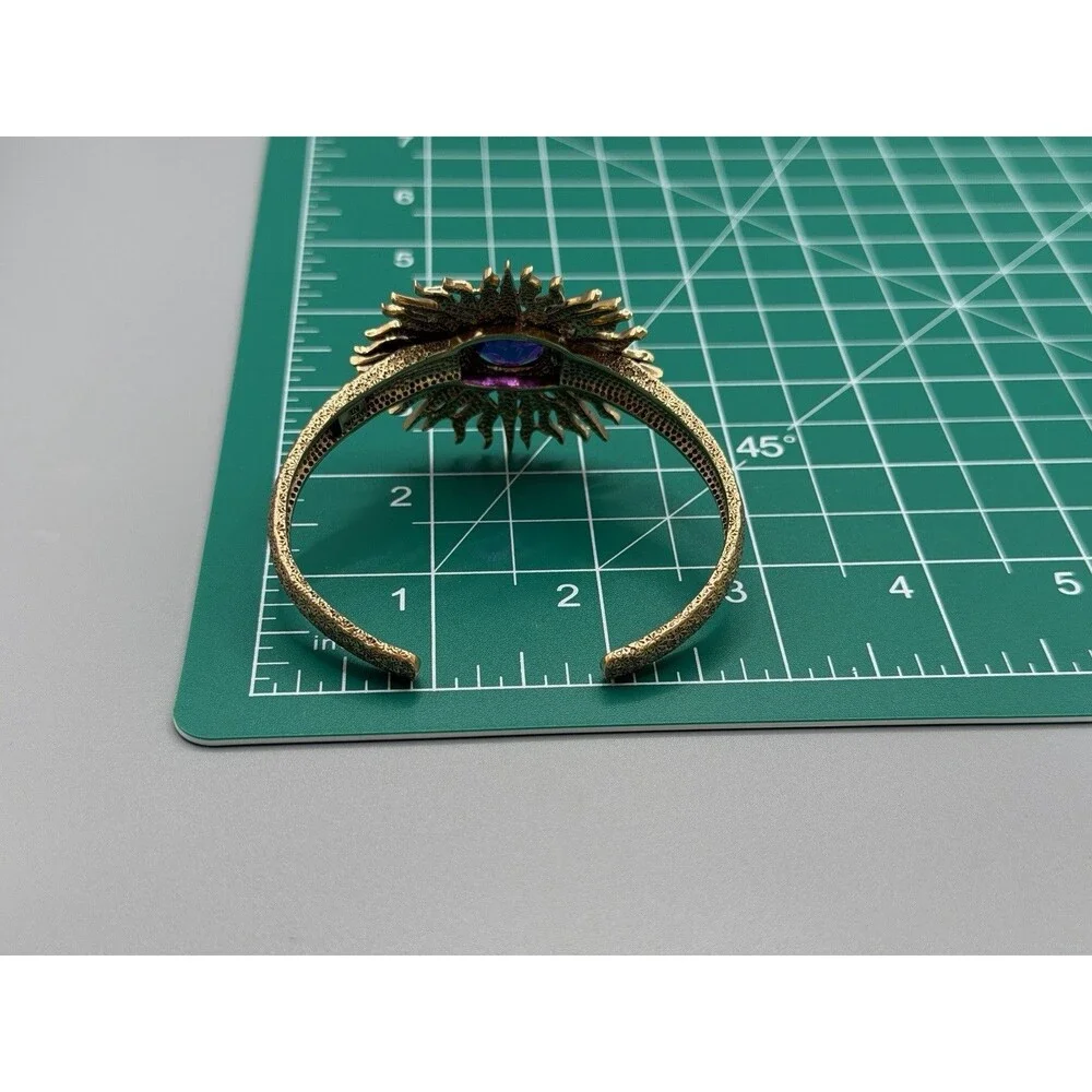 Nicky Butler Bronze Starburst Purple Quartz Statement Cuff Bracelet